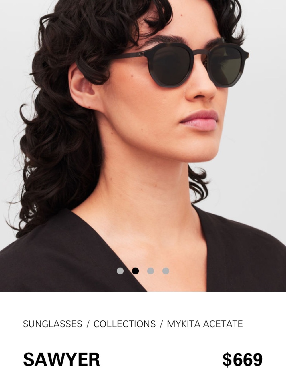MYKITA Sawyer Sunglasses White Frame Round Sunglasses with Gold Lenses